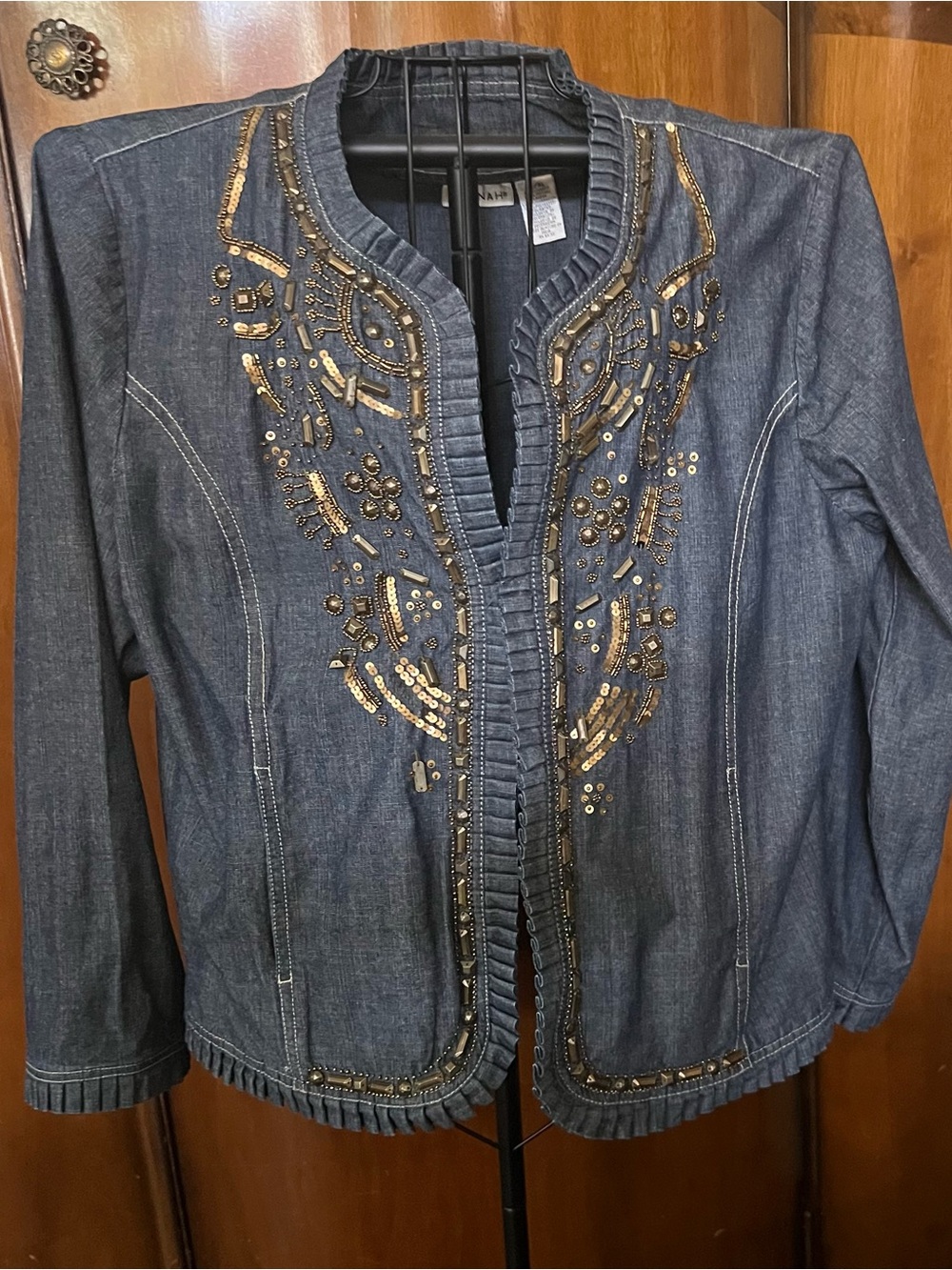Embellished Denim Jacket - Dark Blue